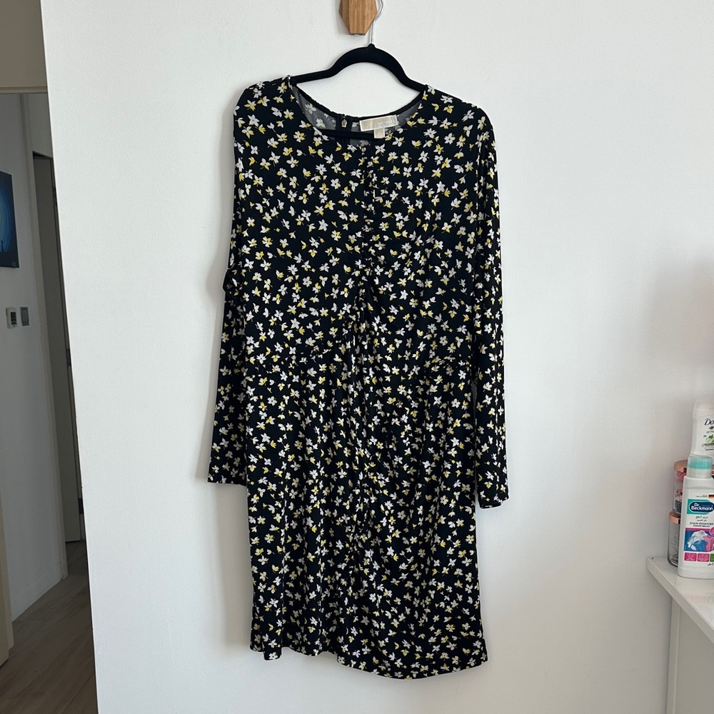 Michael Kors Floral Black and Yellow Dress